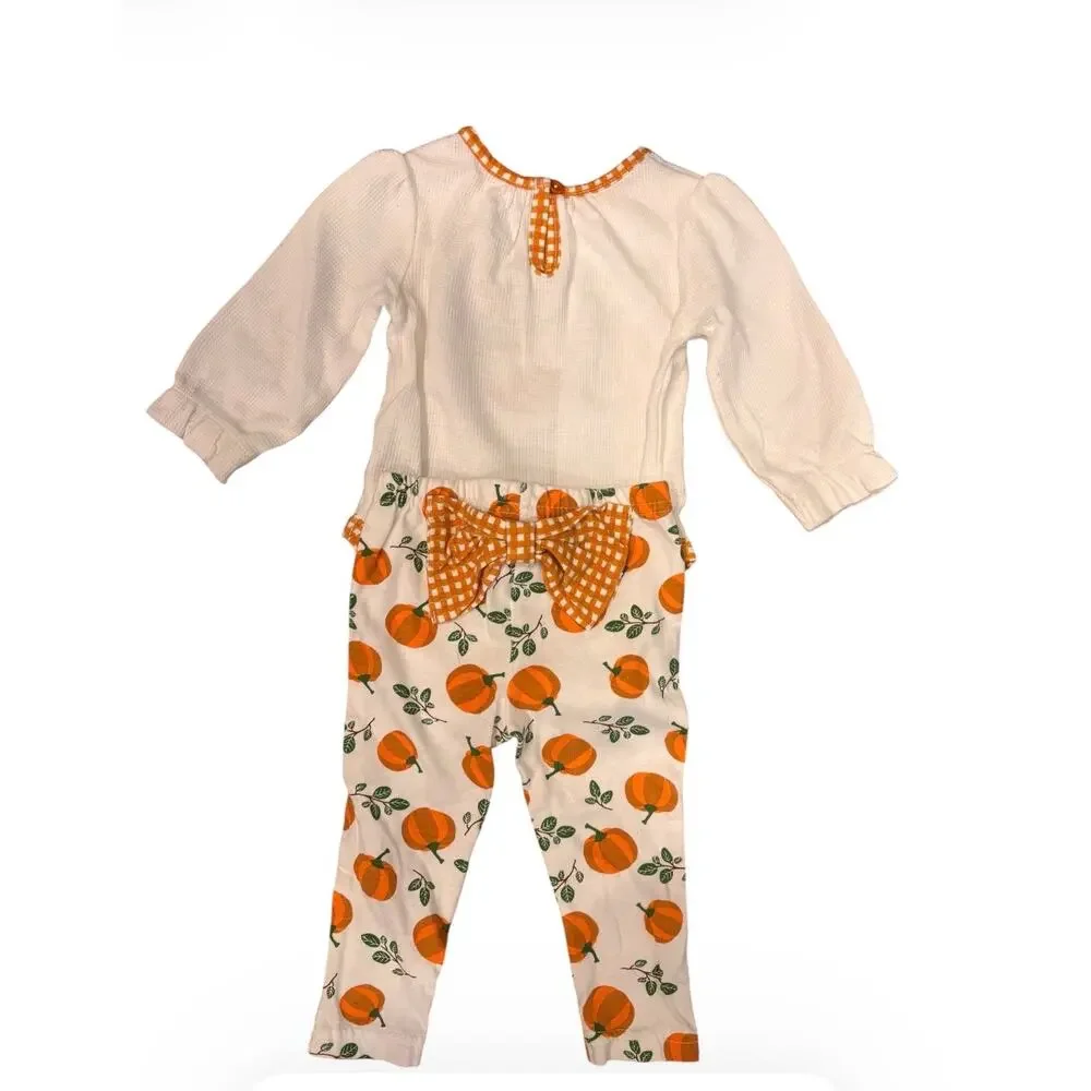 Thanksgiving 3 piece outfit 9 months. Long sleeve top, leggings and headband.